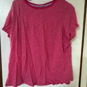 crown & ivy Pink Striped Short Sleeve Tee